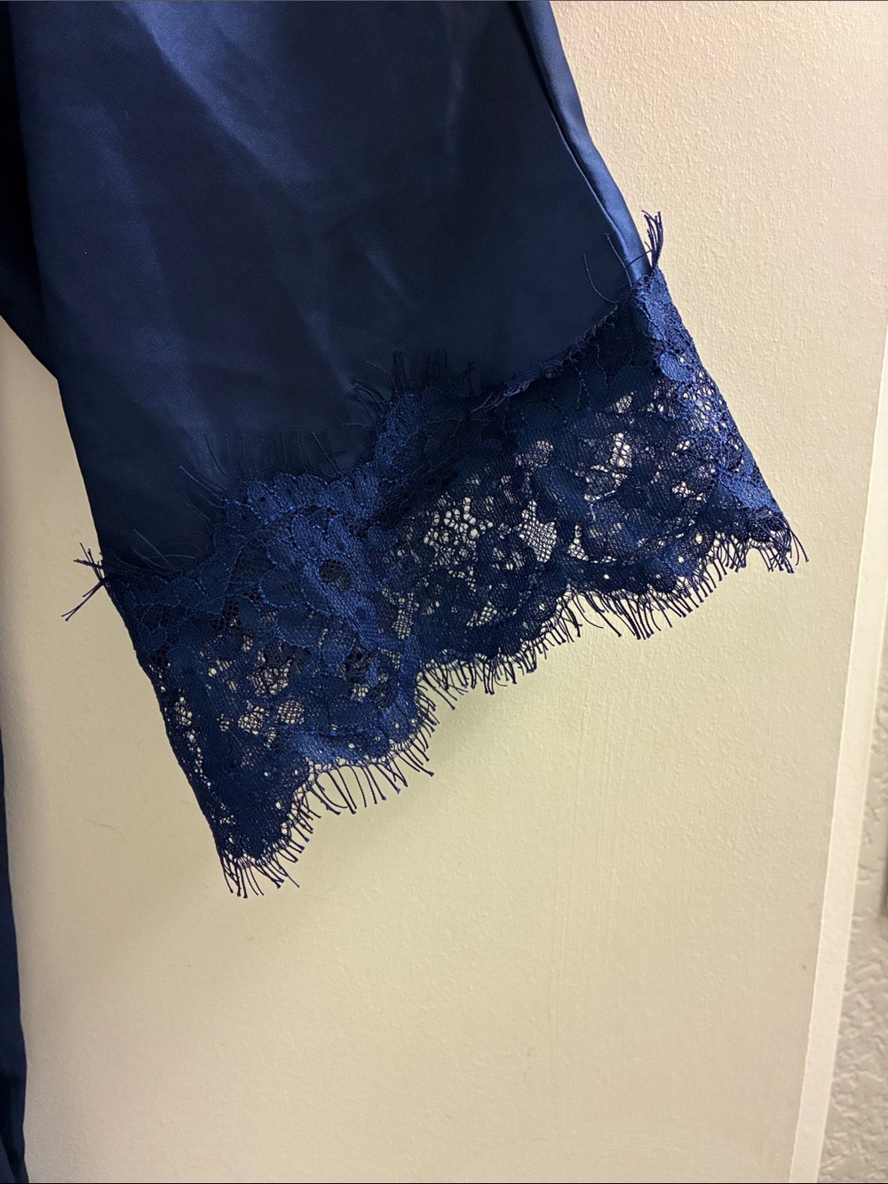 Navy Blue Satin Robe - Picture 3 of 6